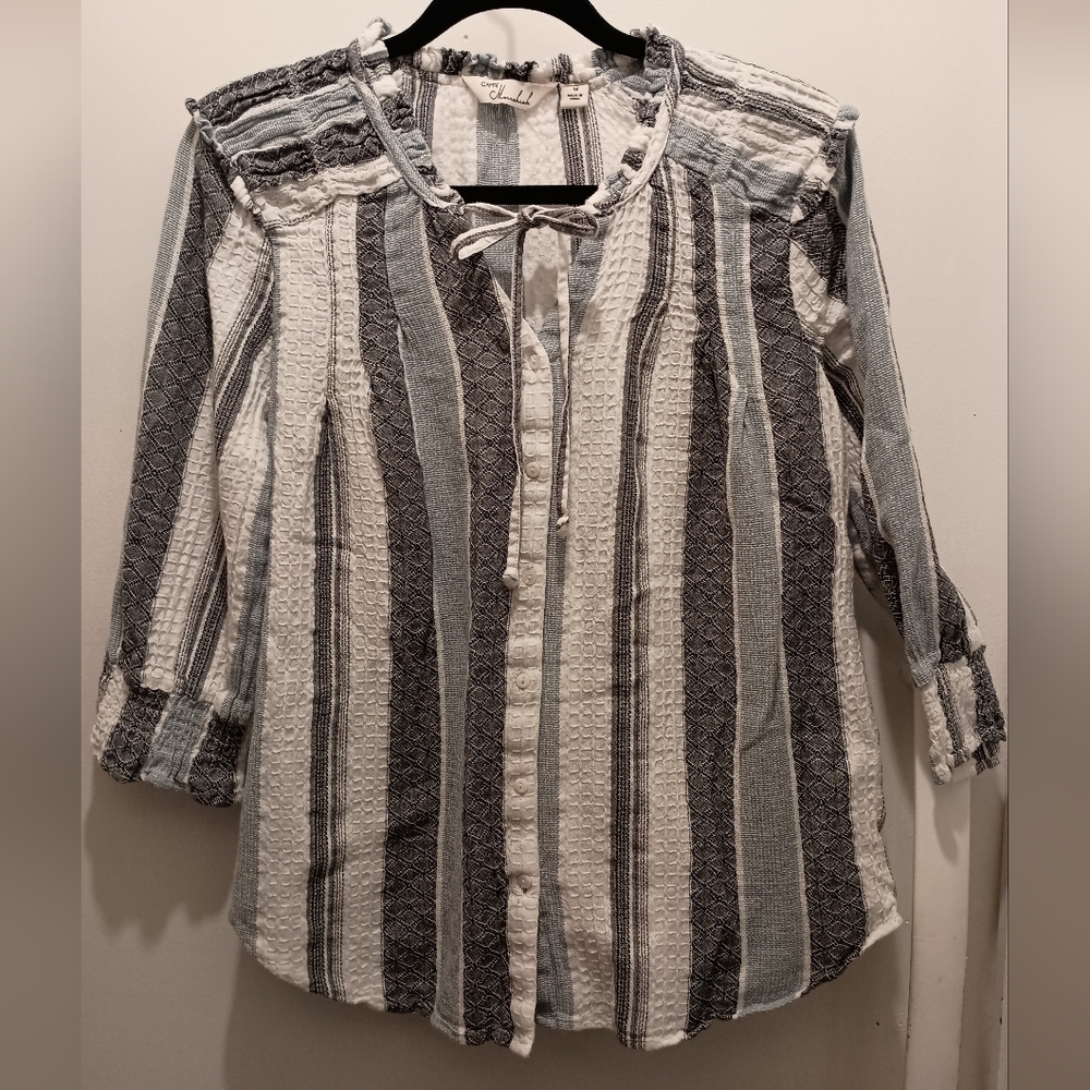 Cafe Marrakesh, Striped Denim Blue And White Top